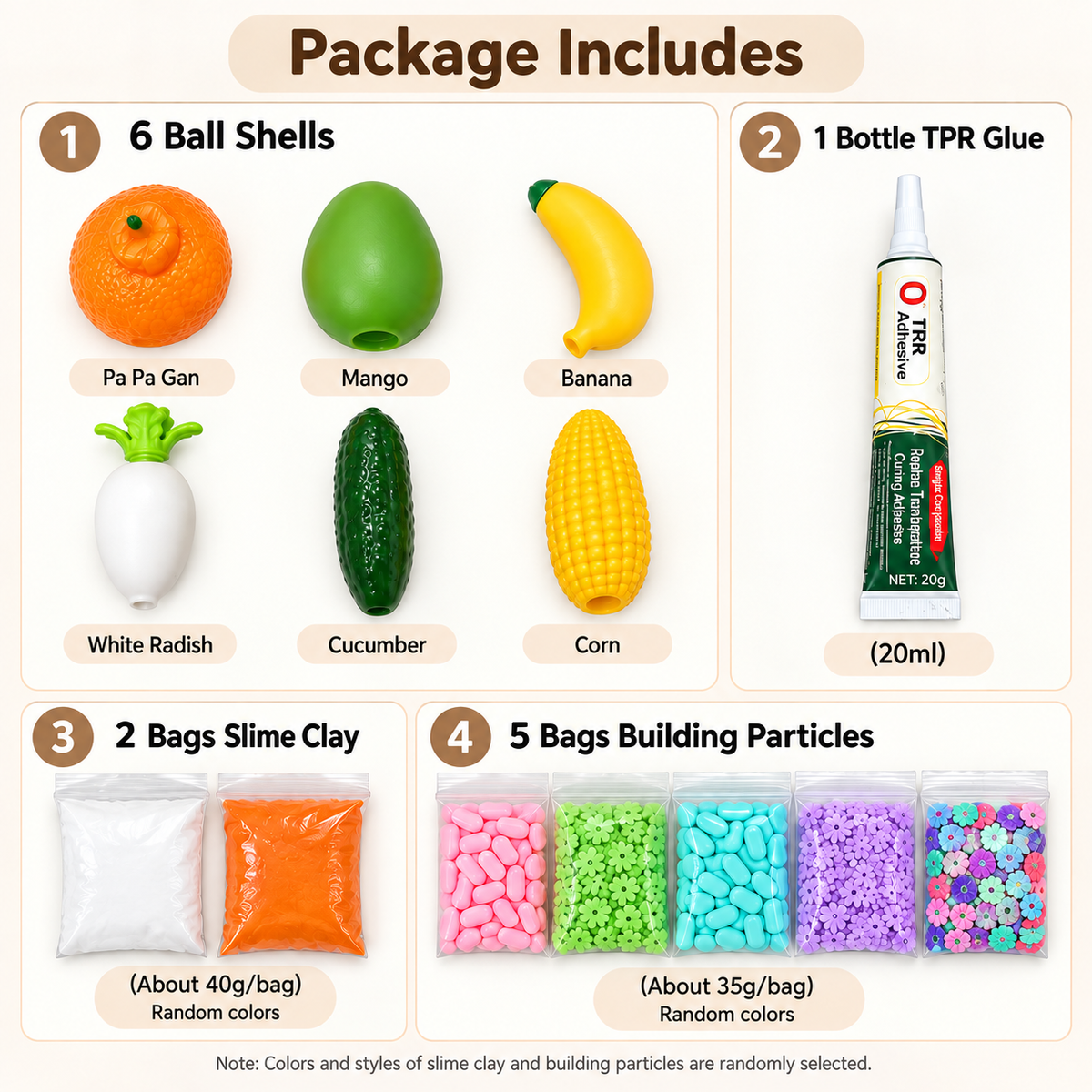 DIY Crunchy Squishy Ball Making Kit –Crunchy DIY squishy ball - Make 6 Stress Balls | Sensory Craft Kit with Ball Shells, Slime Clay, Building Beads & TPR Glue