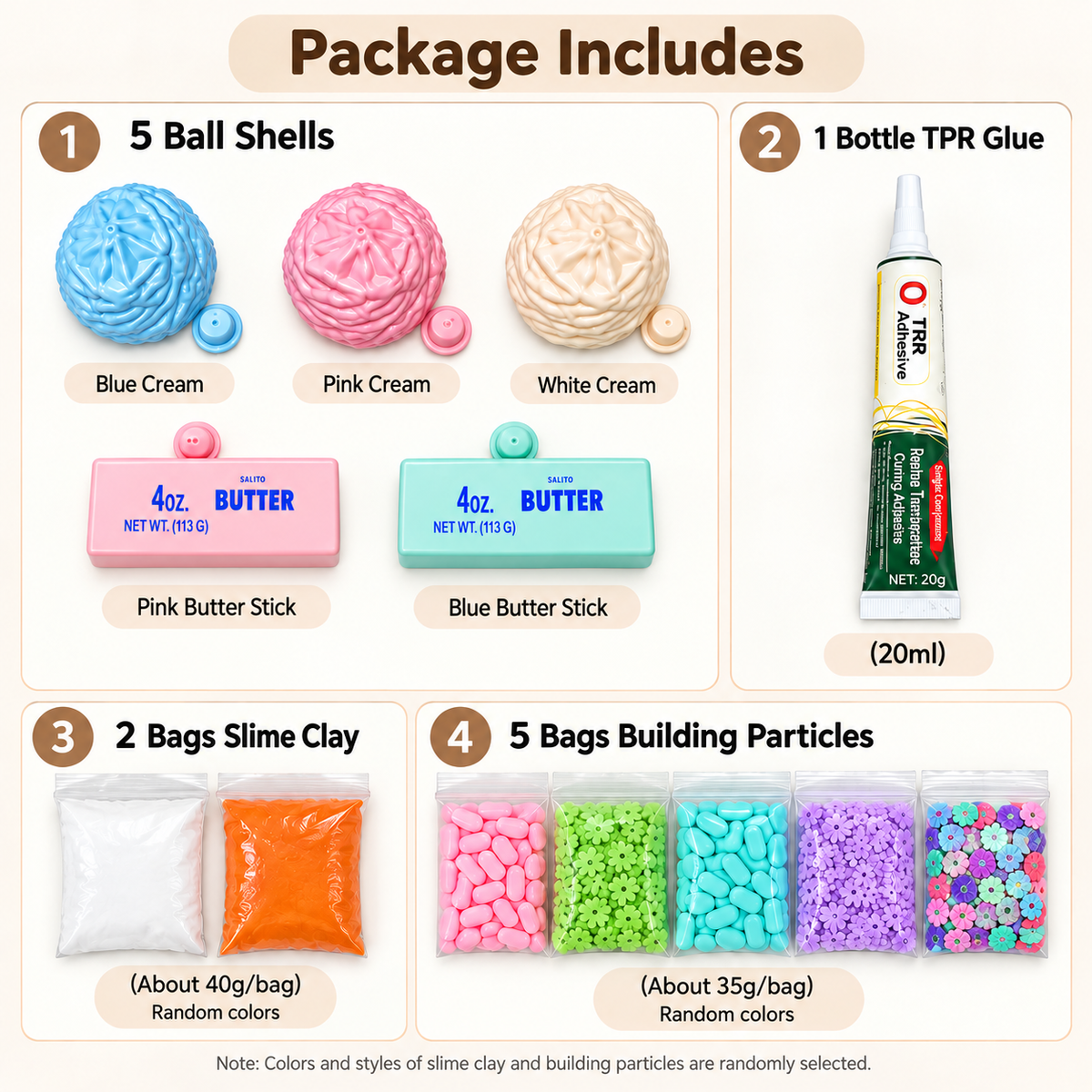DIY Crunchy Squishy Ball Making Kit –Crunchy DIY squishy ball - Make 6 Stress Balls | Sensory Craft Kit with Ball Shells, Slime Clay, Building Beads & TPR Glue