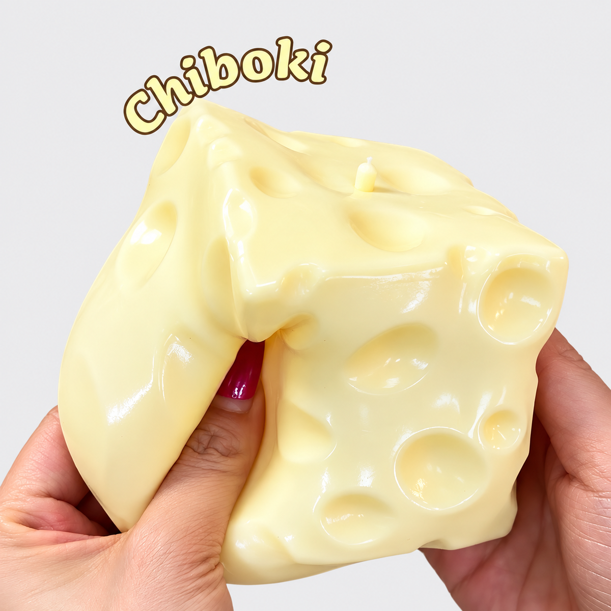 Chiboki Jumbo Cheese Squishy – Ultra-Soft Moldable Non-Rebound Stress Ball & Fidget Toy