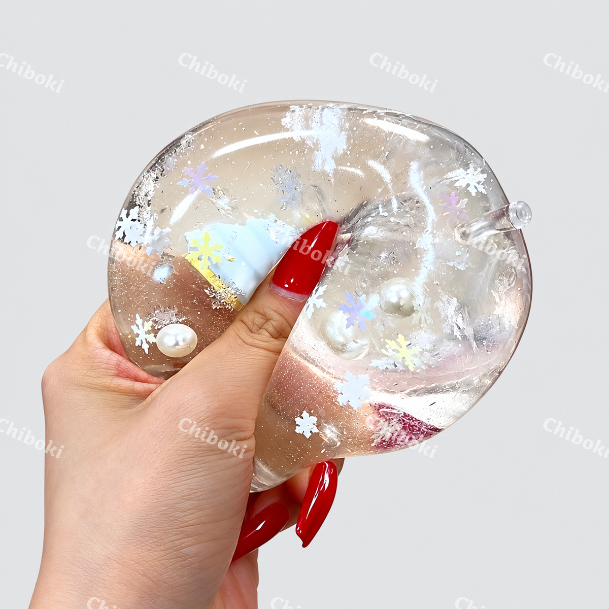 Chiboki Christmas Snowflake Apple Squishy – Moldable Non-Rebound Stress Ball, Christmas &amp; Holiday Gift, Desk Decor