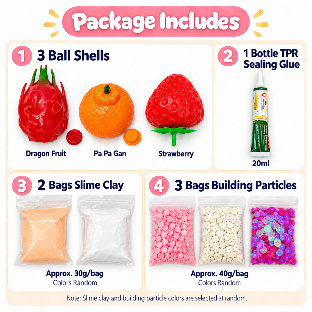 DIY Squishy Ball Making Kit –Crunchy DIY squishy ball - Make 3 Stress Balls | Sensory Craft Kit with Ball Shells, Slime Clay, Building Beads & TPR Glue