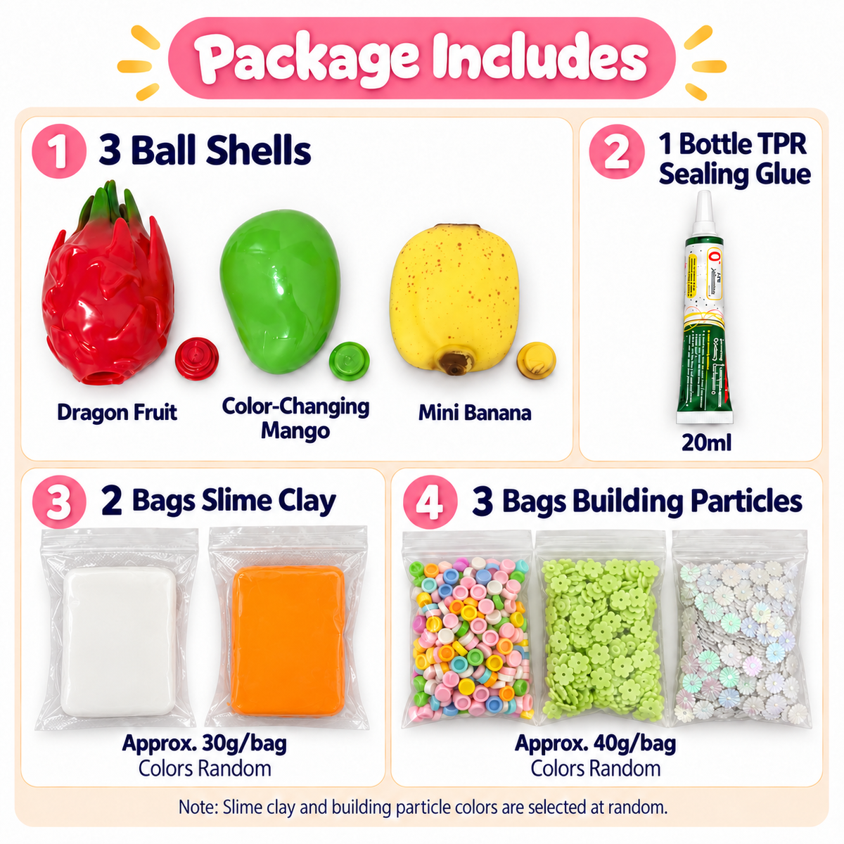 DIY Squishy Ball Making Kit –Crunchy DIY squishy ball - Make 3 Stress Balls | Sensory Craft Kit with Ball Shells, Slime Clay, Building Beads & TPR Glue
