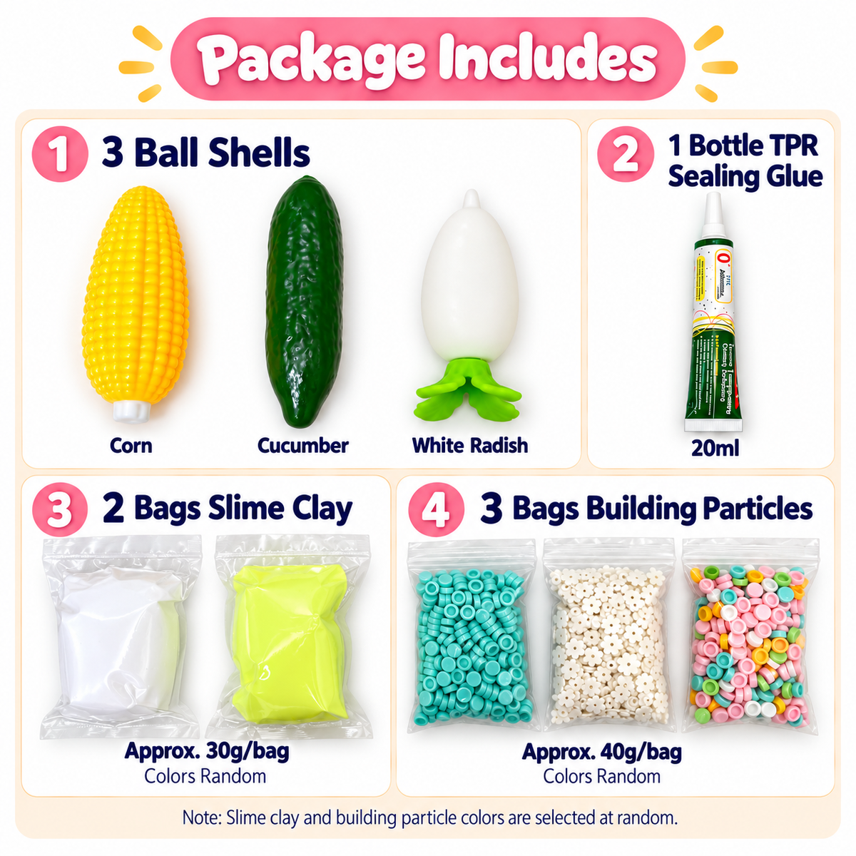 DIY Squishy Ball Making Kit –Crunchy DIY squishy ball - Make 3 Stress Balls | Sensory Craft Kit with Ball Shells, Slime Clay, Building Beads & TPR Glue