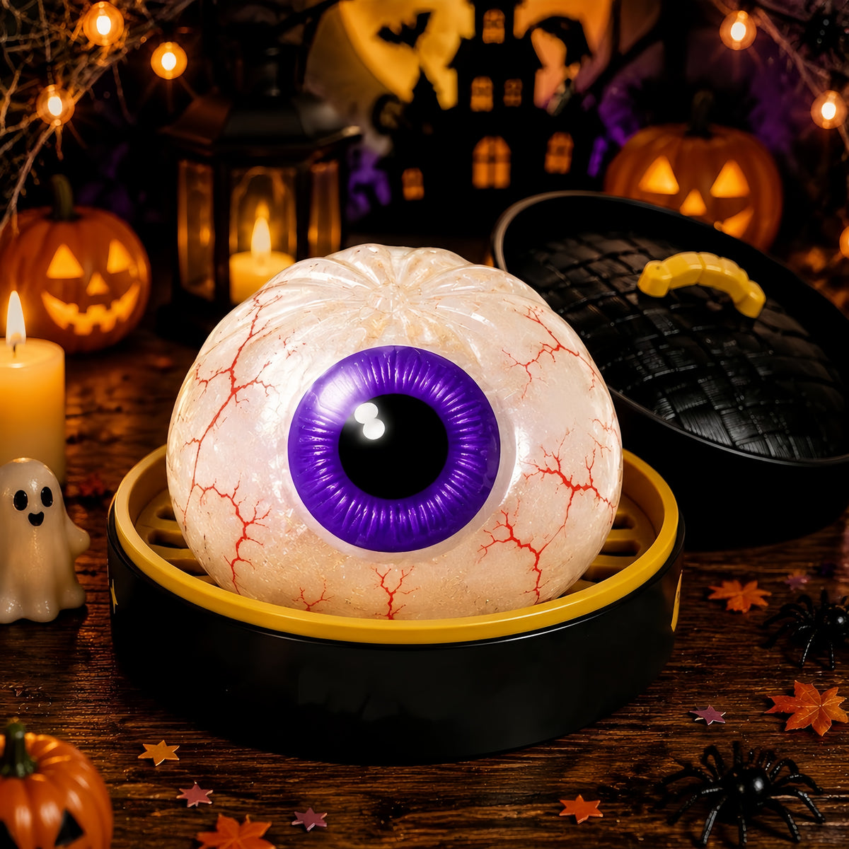Halloween Themed Dumpling Mystery Box, Soft Resilient Glitter‑Gel Filled Sensory Desk Decor, Random 6‑Style Assortment, Holiday Stress Relief Ornament, Ideal Halloween Gift