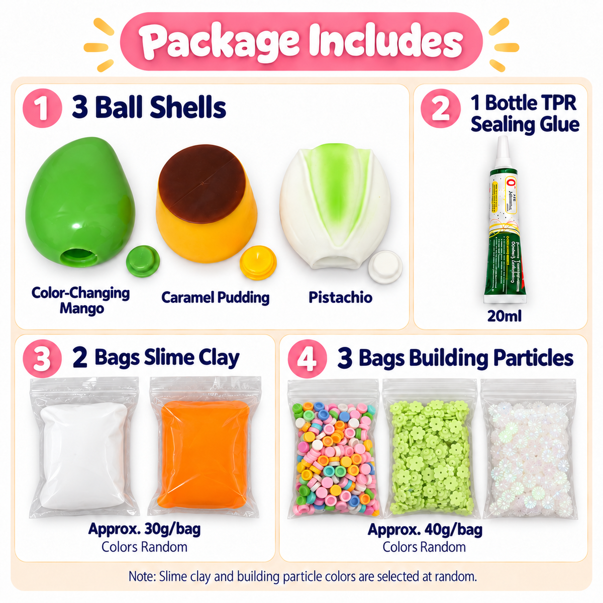 DIY Squishy Ball Making Kit –Crunchy DIY squishy ball - Make 3 Stress Balls | Sensory Craft Kit with Ball Shells, Slime Clay, Building Beads & TPR Glue
