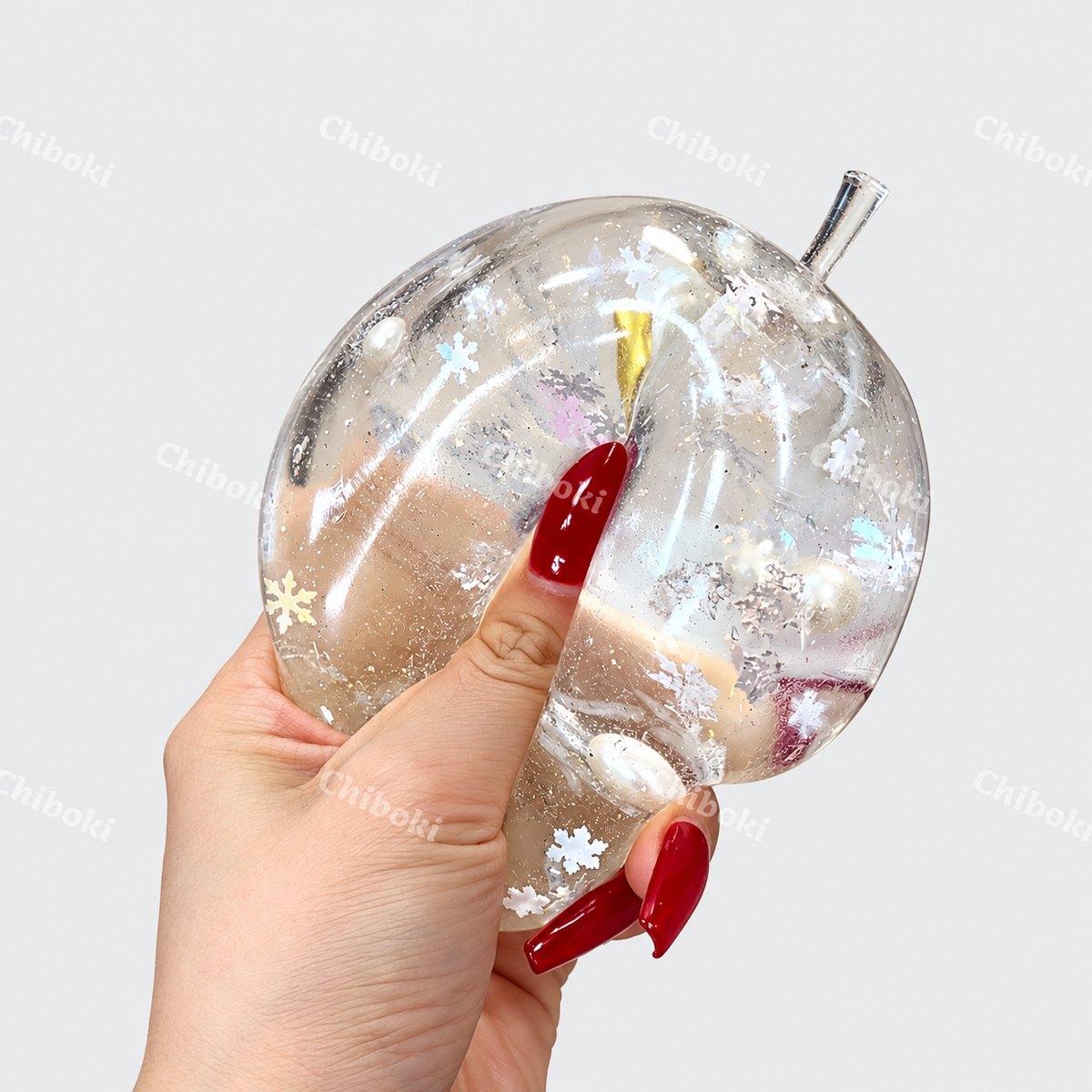 Chiboki Christmas Snowflake Apple Squishy – Moldable Non-Rebound Stress Ball, Christmas &amp; Holiday Gift, Desk Decor